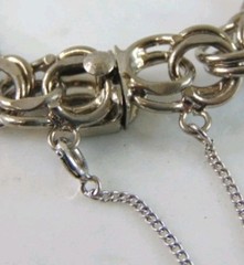 Vintage Sterling Silver Italy Double Link Chain Charm Bracelet