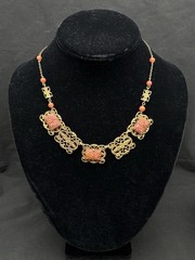 Antique Czech Brass and Glass Necklace