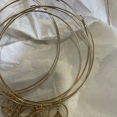 6 Vintage Gold Plated Neck Wires With Peace Sign Charm