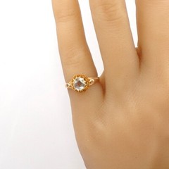 VTG Antique Georgian Rose Cut Diamond Solitaire 14K Yellow Gold Ring LLG2