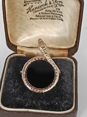 Vintage 1990-s 14 Ct Rolled Gold Black Onyx Ring Size UK O US 7 – Hallmarked!
