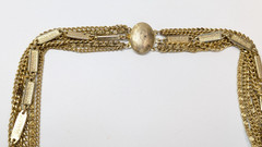 VTG Multi 7 Strand Gold Tone Chain Statement Chunky Necklace 24″ Long