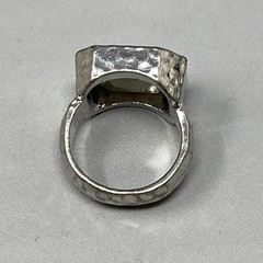 Large Rhinestone Ring Clear Glass Silver Tone Band Bezel Set Wide Band Sz 7.75