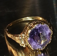 Antique Vintage 14K Gold Amethyst Ring size 6 2.7g English Hallmark AS IS