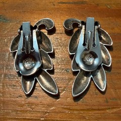 Vintage Mid-Century Danecraft Leaves Fronds Sterling Silver Earrings Signed