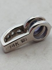 14K White Gold Sapphire & Multi Diamond Pendant Designer “XOX”