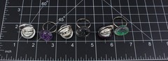 LOT OF 6 VINTAGE 60’S GLASS GLITTER BEAD ADJUSTABLE COCKTAIL RINGS