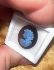 Vintage/Antique 20×15 Natural Solid Hand carved Australian Opal Cameo on Onyx
