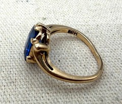 Vintage 10K Gold Blue Sapphire & Diamond Ring Size 5.5 Estate Jewelry 2.41 Grams