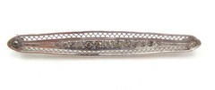 VTG Sterling Silver Art Deco Bar Pin with Cubic Zircons 6.1 Grams 2.5” Long