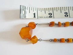 Vintage Latvian Natural Semu-Polished Amber Wire Necklace 49g