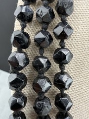 Vintage Black Glass Necklace Layered Multi Strand 60″