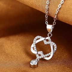 Round Cut Lab Created Diamond Propose & Love Gift Pendent 14K White Gold Finish