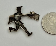 Vintage French Retro Era Silver Newspaper Boy Seller Figure Figural Brooch