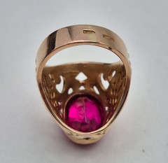 Vintage Soviet 14K Rose Gold Ring 583 with Stone • 11g • Original USSR Jewelry