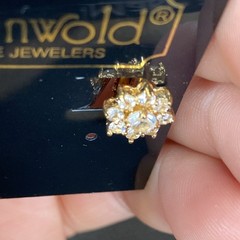Vtg Lindenwold Fine Jewelers Gold Tone Faced Crystal Rhinestone Cubic Z Clip On