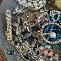 Junk Jewelry Crafting Lot Blingy Sparkling Rhinestones Junk Drawer 1lb