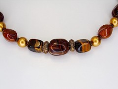 Elegant Tiger’s Eye Beaded Necklace, Gift for Her, Jewelry, Golds & Browns