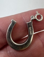 Vintage 925 Sterling Silver Horseshoe Charm Good Luck Charm Lobster Claw