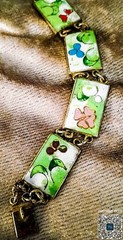 Vintage Robert kuo cloisonne Tile Gold Plated Bracelet Excellent Condition