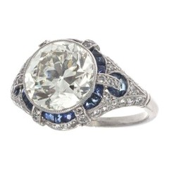 5Ct Art Deco Style Lab Created Diamond Engagement Wedding 14K White Gold FN Ring