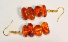 VINTAGE RUSSIAN SOVIET BALTIC SEA AMBER EARRINGS 老琥珀 USSR KALININGRAD STONE ROCK