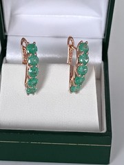 Vintage 1990-s 14 Ct Rolled Gold Emerald Earrings-Hallmarked 585 RG