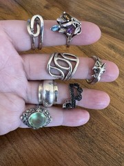 Spectacular lot of 925 silver vintage rings—various designs and sizes