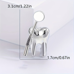 Vintage Teeth & Mirror Brooch Zinc Alloy KC Golden-Plated Playful Dental