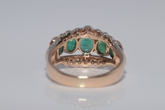 Antique 14k Gold Top Silver Natural Rose Cut Diamond And Emerald Ring