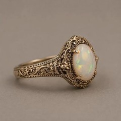 Natural Ethiopian Opal Ring 925 Sterling Silver Vintage Opal Oval Ring