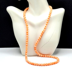 Genuine Pink Peach Blush Coral Bead 6mm Necklace Alloy Clasp Tested 25 inch