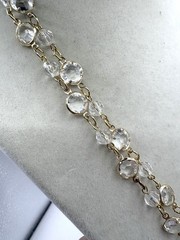 Gold Tone Bezel Set Acrylic Crystal Long Necklace VTG NOS 50”