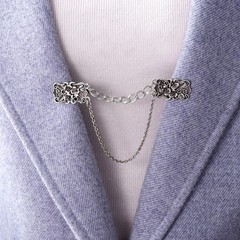 Vintage Flower Shawl & Cardigan Clip Brooch – Antique Zinc Alloy Sweater Collar