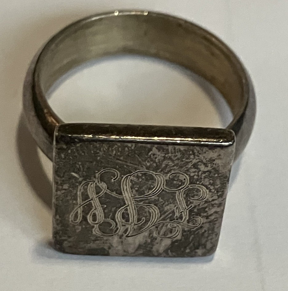 Vintage 925 Sterling Silver Monogram Signet Ring Engraved Initials Sz 7 Stamped