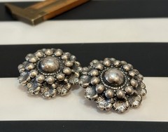 BIG DANECRAFT 40’s Sterling Silver 3D clip on earrings Vintage