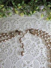 Early Signed Miriam Haskell 3 Strand Silver Niki Baroque Pearl Necklace