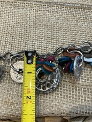 Vintage Artisan Crafted Coin Charm Bracelet Mixed Materials Estate Jewelry Boho