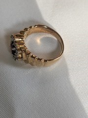 Vintage Costume Faux Gold Ruby Diamond Ring Size 10