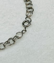 Vintage Sterling Silver Starter Charm Bracelet 6mm Double Link Chain 7.25”