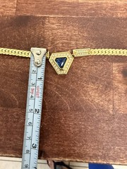 Vintage Christian Dior Blue Crystal Geometric Statement Necklace Gold 17-19”