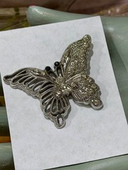 Butterfly Tact Pin, Silver-tone Filigree-style Gift for Her, Mom, Spring