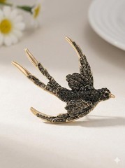 New Collection Dold And Gray Antique Bronze Bird Brooch