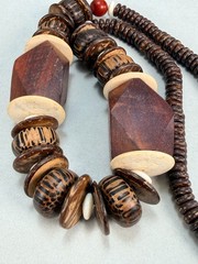 Tribal Wood Bead Necklace Coconut Shell Artisan Boho Statement