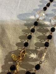 Joan Rivers Czech Republic Black & Clear Faceted Beaded Necklace Gold Tone