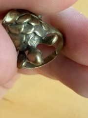 Vintage Solid Brass Handmade Animal Rings Frog Lion Cat & Turtle Artisan Art Lot