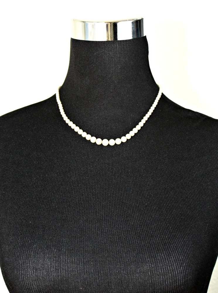 Vintage Delicate Beaded Necklace / Choker Faux Pearl Beads Jewelry Gift For Her