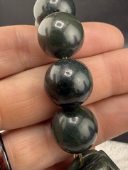 Pixiu Bracelet Green Carved Beads Stretch Band Feng Shui 8″