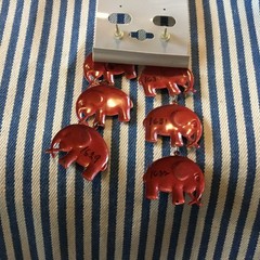 Vintage Enamel Metal RED 3” Long dangle Moto Boho Elephant Pierced Earrings NY