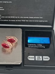 Vintage 1990-s 14 Ct Rolled Gold Ruby Earrings Medium Size-Hallmarked 585 RG